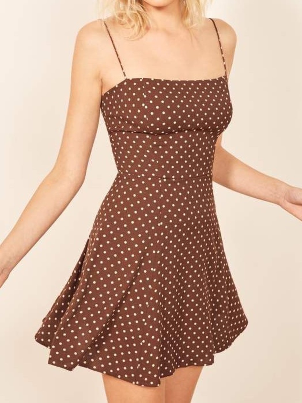 Brown polka dot mini dress